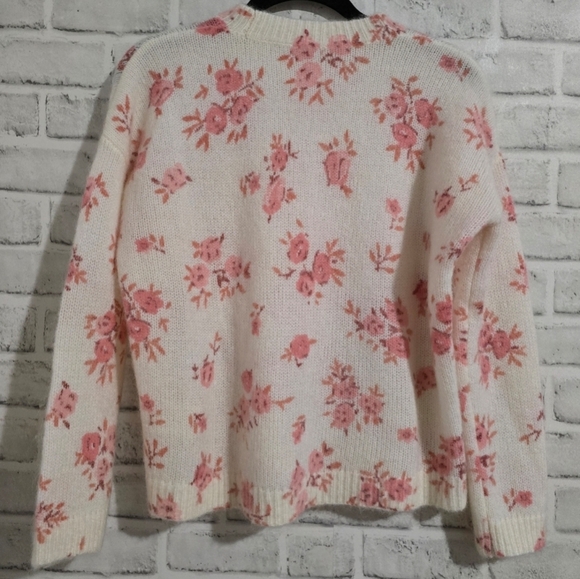 SÉZANE Eloisa Kid Mohair Pink Floral Cream Jumper Like New XXS - Picture 6 of 10